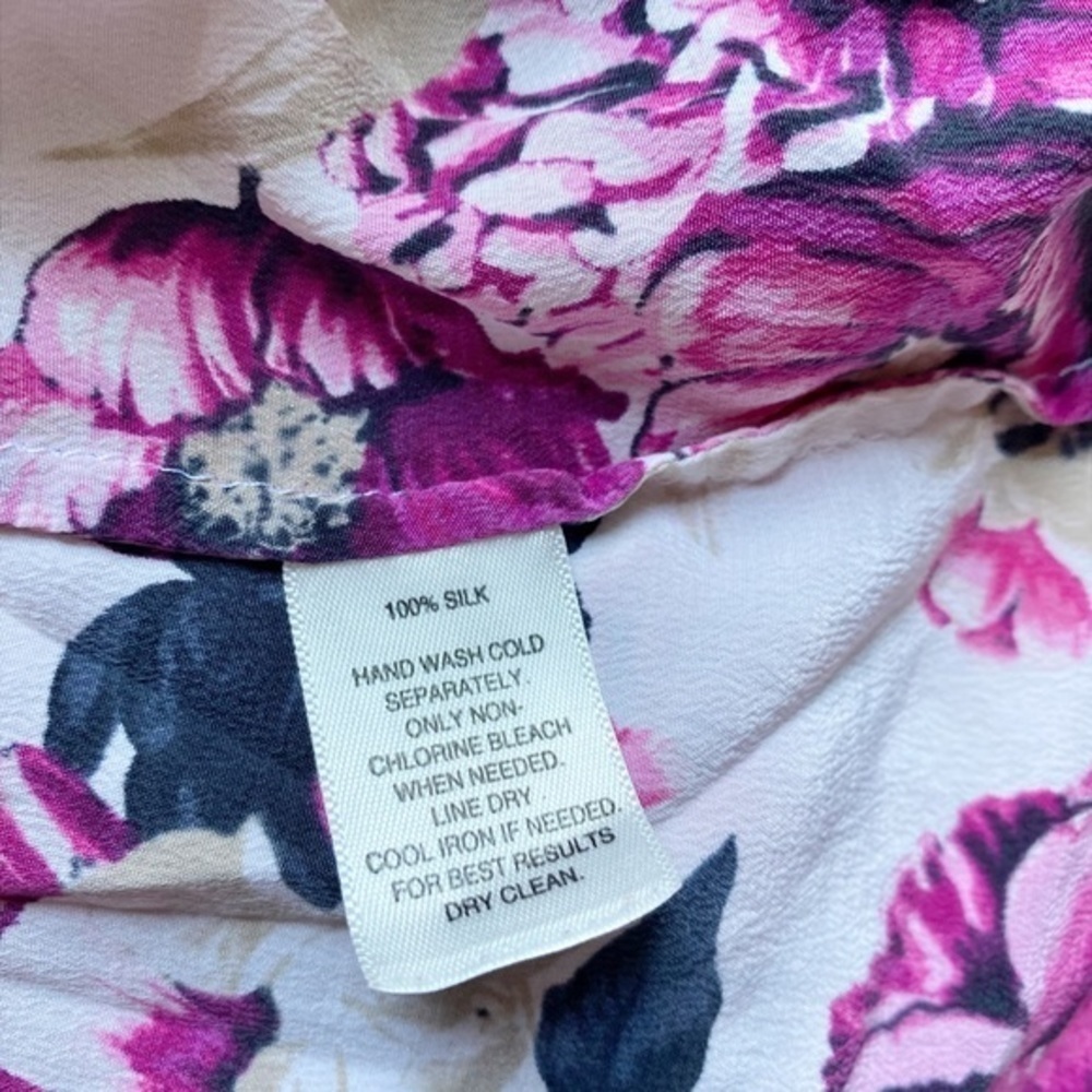 White House Black Market Pink Silk Floral Blouse - Picture 8 of 10